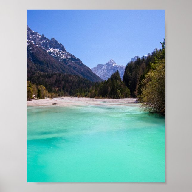 Poster Água turquesa espantosa em Kranjska Gora, na Eslov (Frente)
