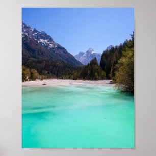 Poster Água turquesa impressionante em Kranjska Gora, na