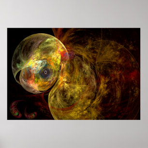 Poster Água-viva Amarela à Espera Fractal Arte