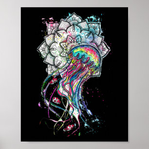 Poster Água-viva Chakra de Aquarela Animal Marinho Yoga B