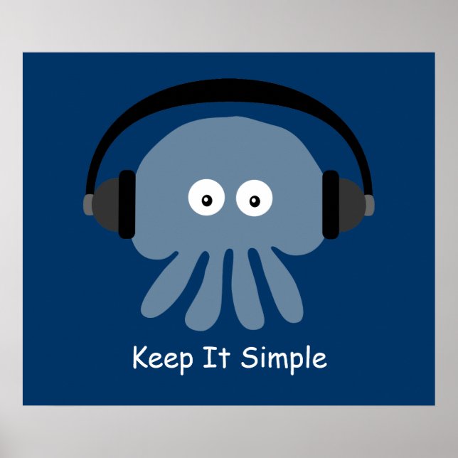 Pôster Água-viva e fones de ouvido mantêm-na simples post (Frente)