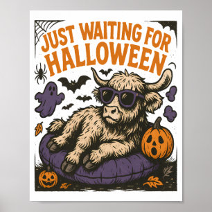 Poster Aguardando o Highland Cow de Halloween