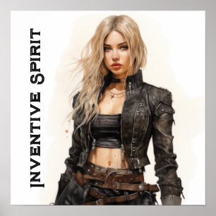 Poster Aguardente Inventiva Steampunk Jovem Mulher