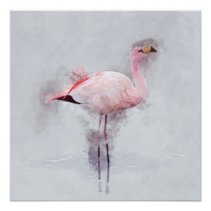 Pôster Aguarela cor-de-rosa do flamingo