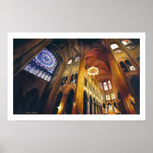 Poster "Aguarela da catedral de Notre Dame da torção