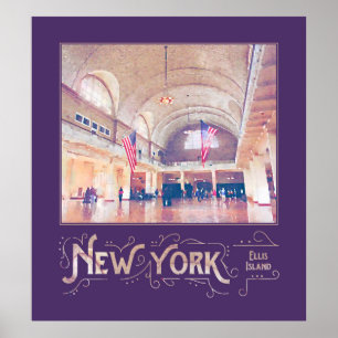 Pôster Aguarela do museu do Ellis Island da Nova Iorque