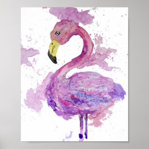 Poster Aguarela roxa do flamingo