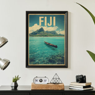 Poster Águas de Fiji – Escapada Retro no Oceano Viagem