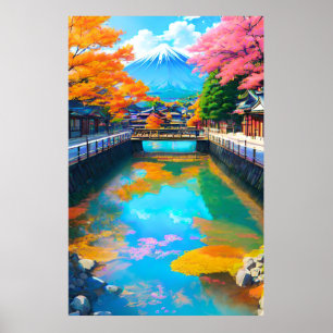 Poster Águas Tranquilas: Reflexo do Mt. Fuji