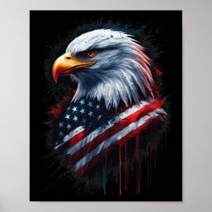 Poster Águia Americana Bandeira Americana 4 De Julho Tint