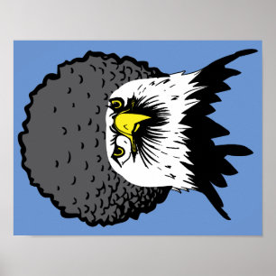 Pôster Águia Careca Americana Cartaz Sinal Afro Divertido