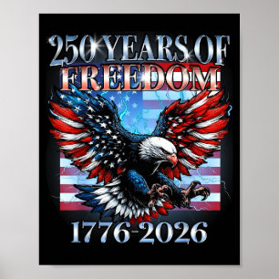 Poster Águia Careca da Bandeira da América Usa 250 Anos 1