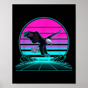 Poster Águia Careca do Pôr do Sol Vintage Retro
