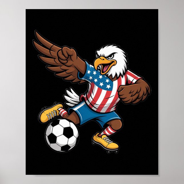 Poster Águia Careca Engraçada Dançando Dabbing Futebol EU (Frente)