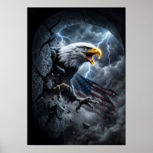 Poster Águia Careca Majestosa em arte gráfica de tempesta