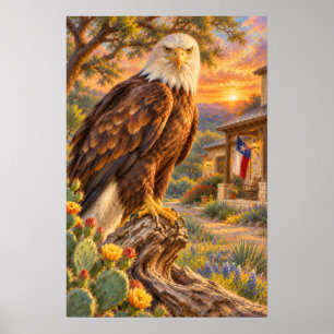 Poster Águia Careca Majestosa sob a Luz do Texas