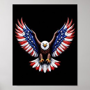 Poster Águia Careca Patriótica Asa Bandeira Americana Vin