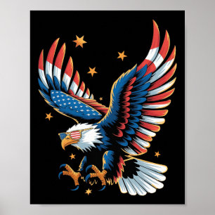 Poster Águia Careca Patriótica Bandeira Americana 4 De Ju