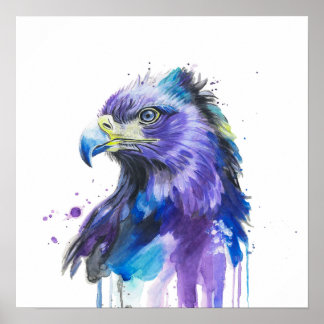 Poster Águia Colorida Arte em Aquarela