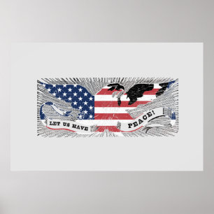 Poster Águia da Paz Arte Patriótica Americana