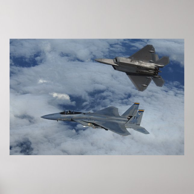 Poster Águia de ataque F-22 e F-15 (Frente)