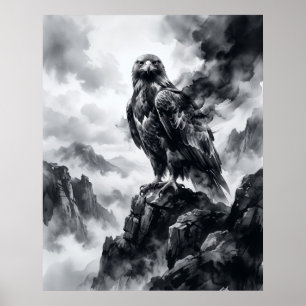 Poster Águia de Tinta Tempestade Penhascos