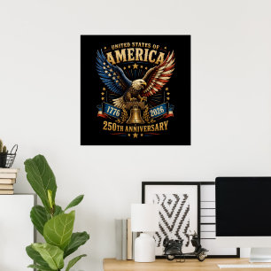 Poster Águia do 250º Aniversário dos Estados Unidos da Am