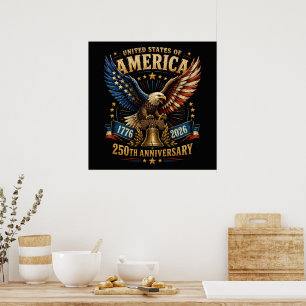 Poster Águia do 250º Aniversário dos Estados Unidos da Am