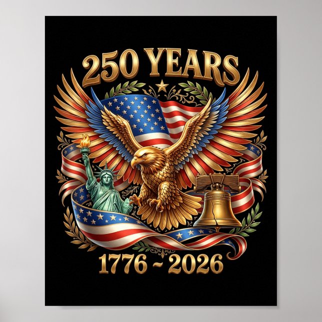 Poster Águia do orgulho dos EUA 250 anos 1776-2026 4 de j (Frente)