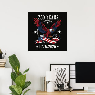 Poster Águia e Bandeira 250 Anos 1776-2026 250º
