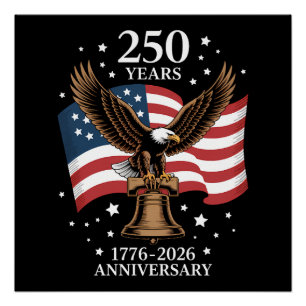 Pôster Águia e Bandeira 250 Anos da América 1776-2026