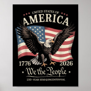 Poster Águia e bandeira 250 anos o povo 1776 250º