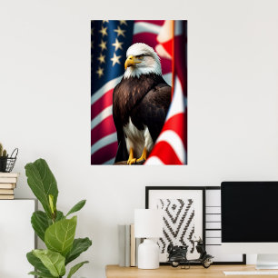 Poster Águia e bandeira americana