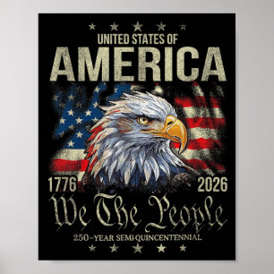 Poster Águia e Bandeira da América 250 Anos O Povo 1776