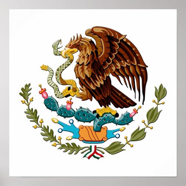 Poster Águia e cobra do México emblema para mexicanos (Frente)