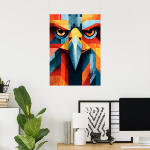 Poster Águia Geométrica Simétrica Arte Pop Abstrata Poste