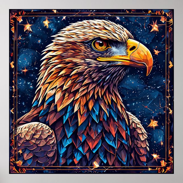 Poster Águia Majestosa Contra Céu Estrelado (Frente)