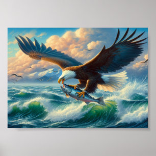 Poster Águia Majestosa descendo para pegar peixe 7"x5"