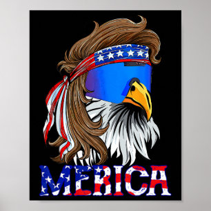 Poster Águia Mullet Sungles Merica 4 De Julho EUA Bandeir