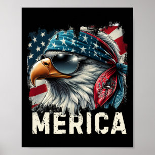 Poster Águia Mullet Sungles Merica 4 De Julho EUA Bandeir