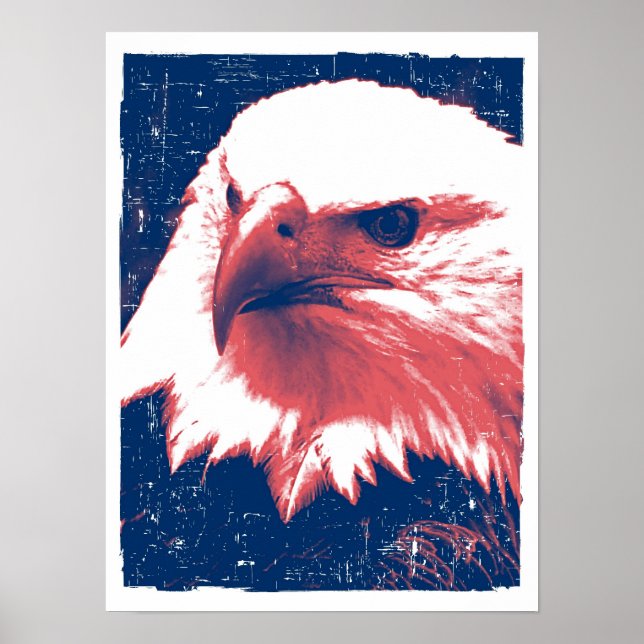 Poster Águia Patriótica - Arte Grunge (Frente)