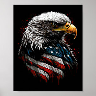 Poster Águia Patriótica Bandeira Americana 4 De Julho Hom