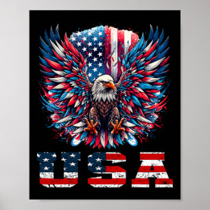 Poster Águia Patriótica Design Gráfico Bandeira EUA