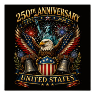 Pôster Águia Patriótica do 250º Aniversário dos Estados U