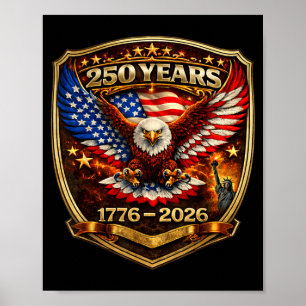 Poster Águia Patriótica e Bandeira 250 Anos 1776-2026 250