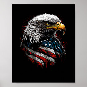 Poster Águia Patriótica EUA Bandeira Americana 4 de Julho
