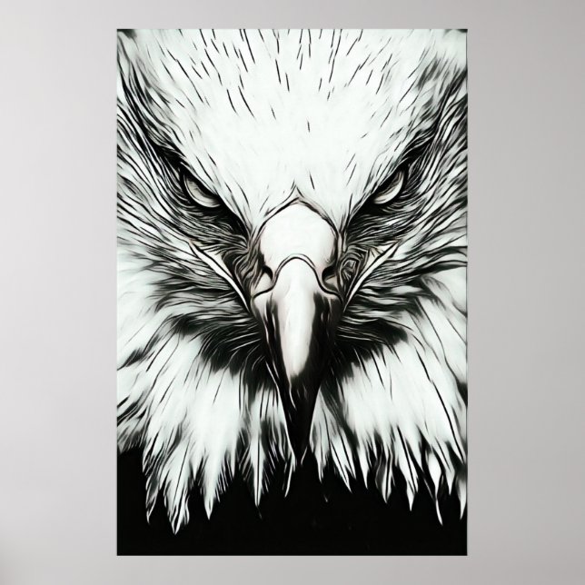 Poster Águia Preta e Branca na Moda (Frente)
