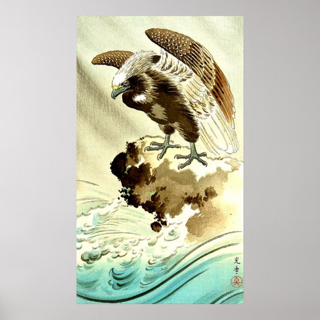 Poster Águia sobre Waves Tsuchiya Koitsu 1930 (Frente)