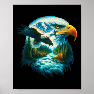 Poster Águia Vida Selvagem Trilha Natureza Montanhas Ao A