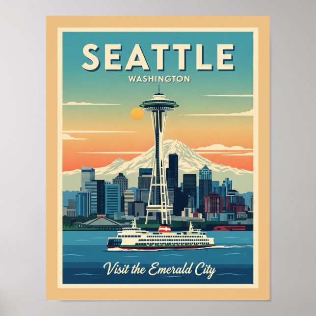 Poster Agulha Espacial de Washington em Seattle (Frente)